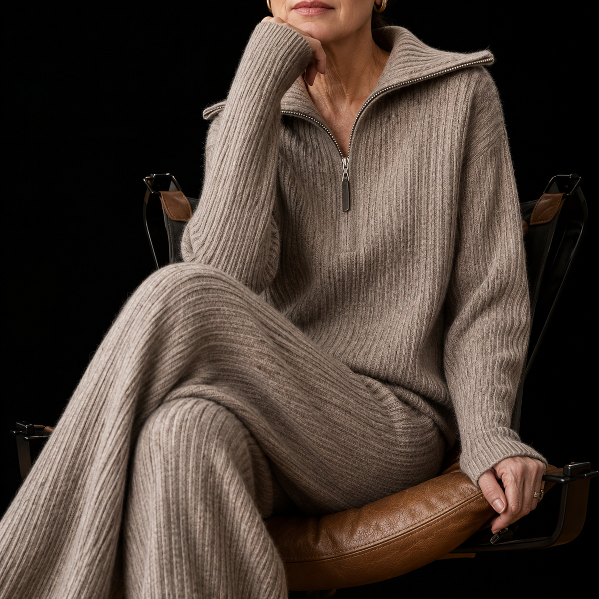 Zélie – Ensemble Détente en Cachemire Côtelé