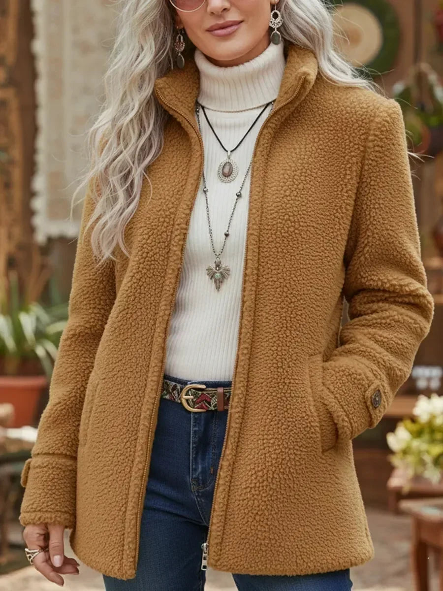 Geneviève | Veste Douillette Zippée à Col Montant