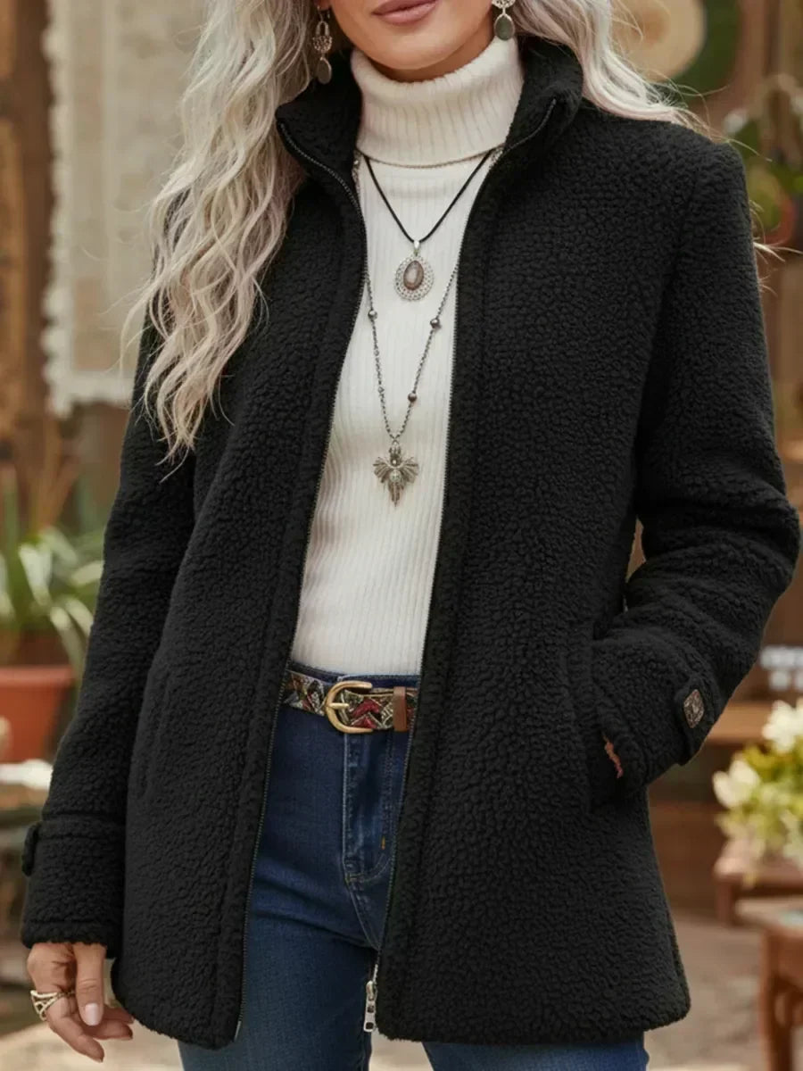 Geneviève | Veste Douillette Zippée à Col Montant