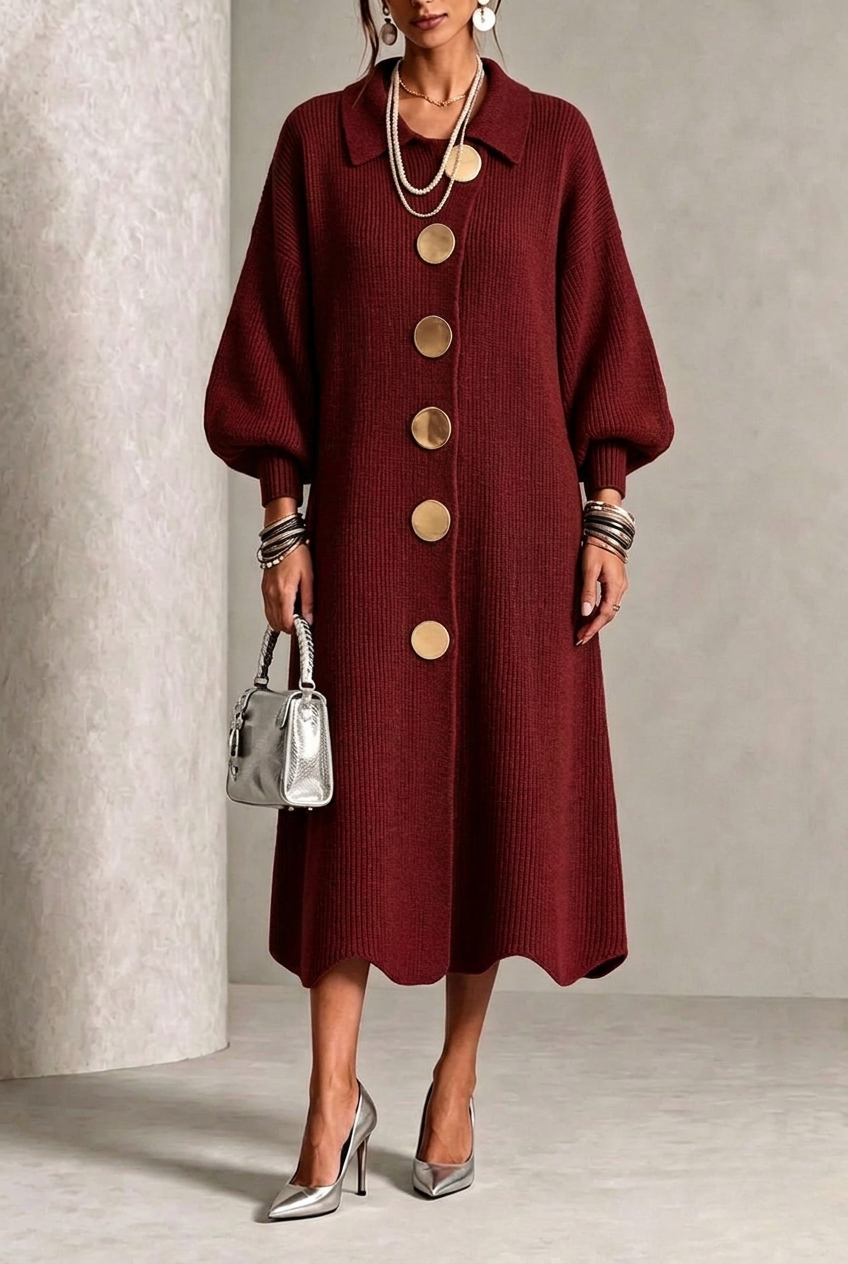 Florence – Robe Longue Boutonnée à Manches Longues