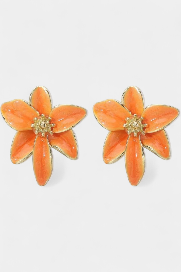Boucles d'oreilles fleur en émail