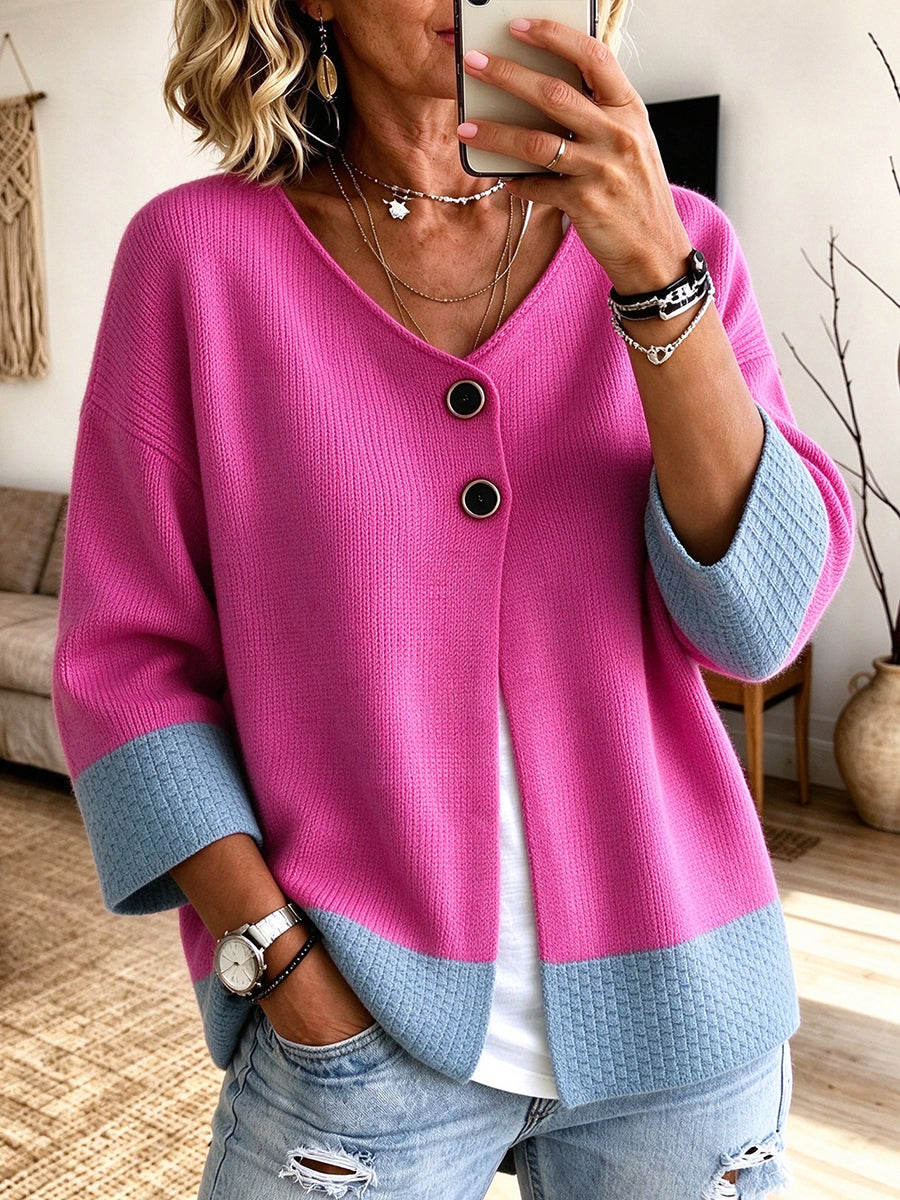 Rosine™ | Cardigan en Maille Color-Block