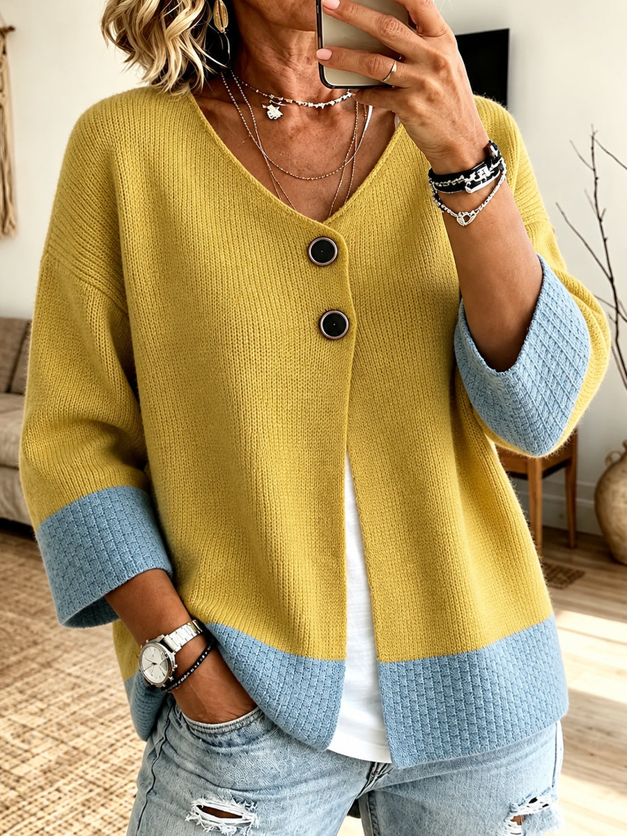Rosine™ | Cardigan en Maille Color-Block