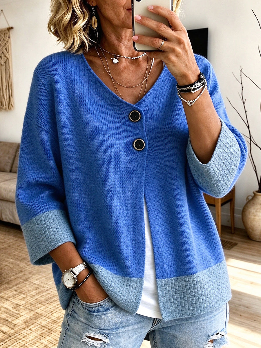 Rosine™ | Cardigan en Maille Color-Block