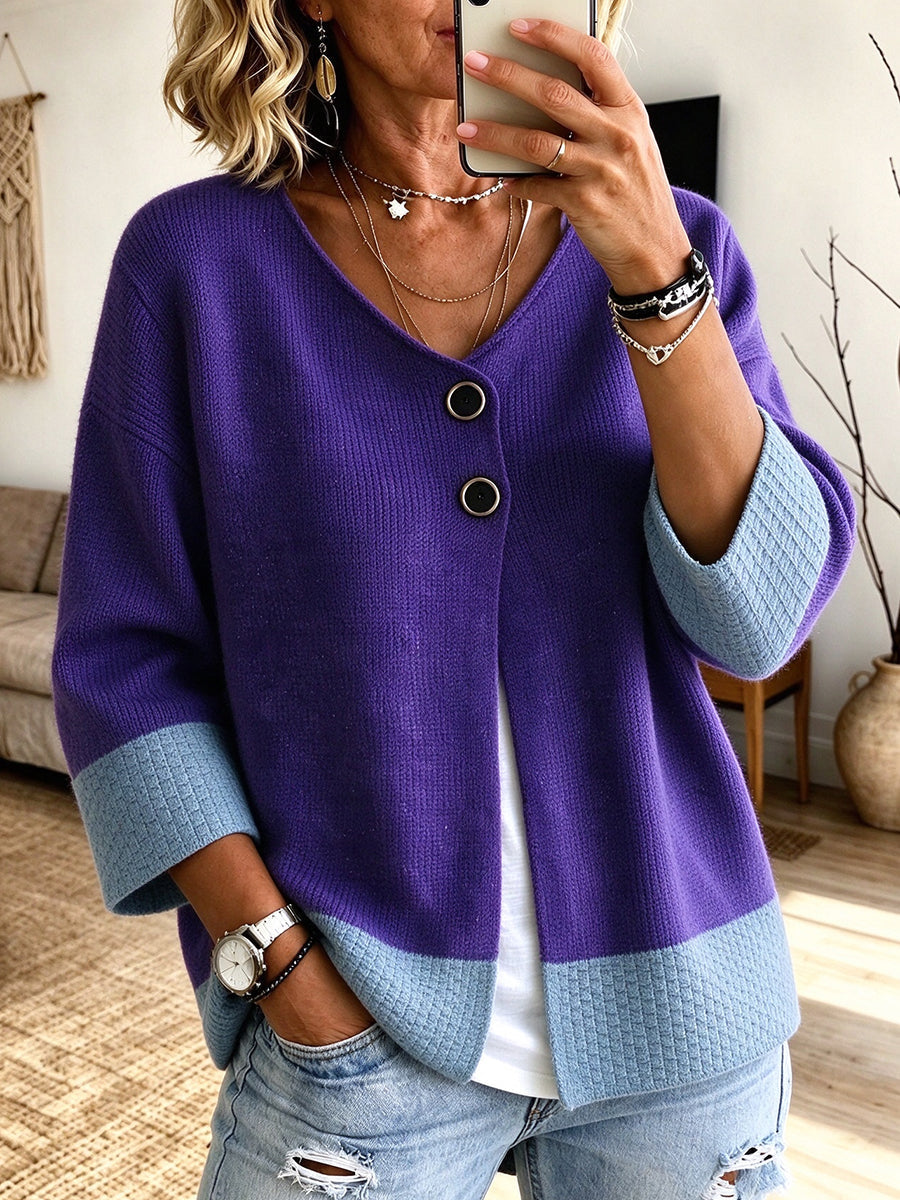 Rosine™ | Cardigan en Maille Color-Block