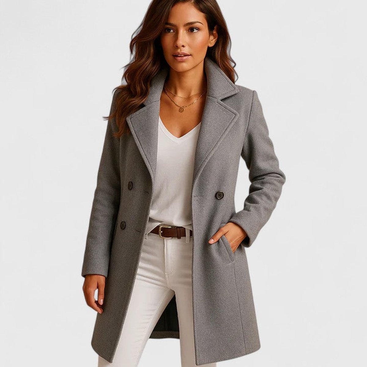 Hortense | Manteau Long Ajusté à Revers Crantés