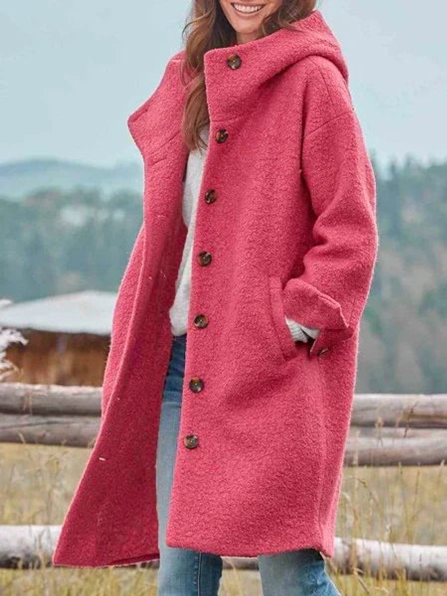 Sidonie | Manteau Long à Capuche Boutonné