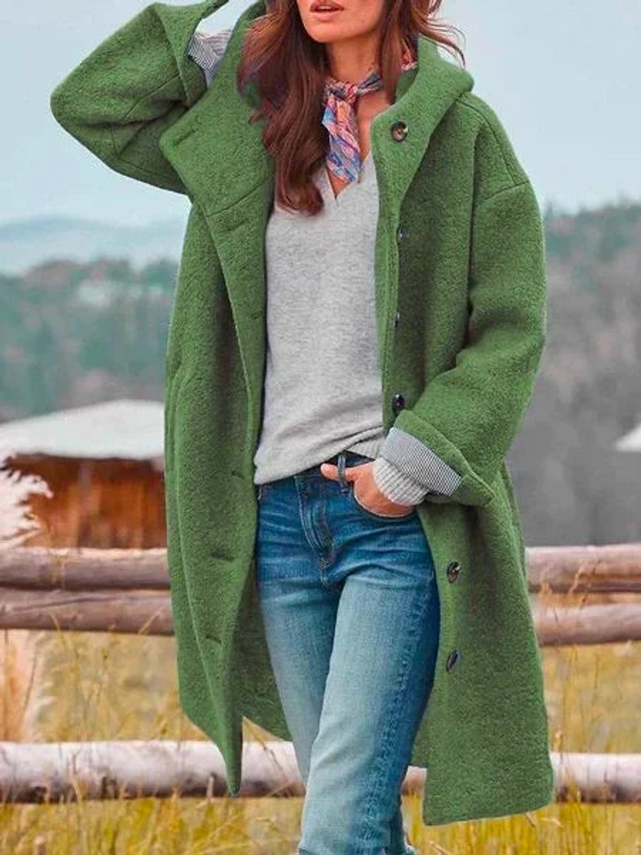 Sidonie | Manteau Long à Capuche Boutonné