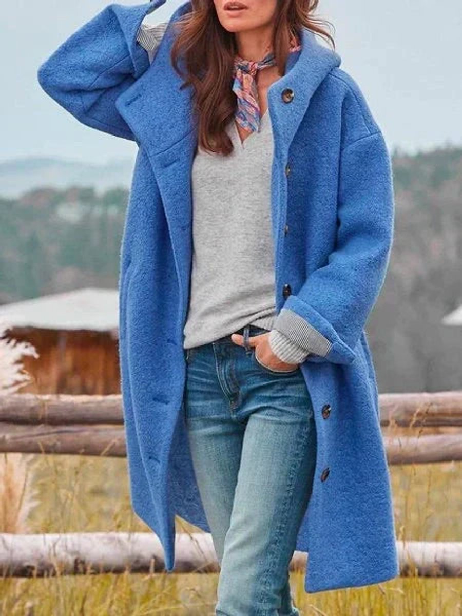Sidonie | Manteau Long à Capuche Boutonné