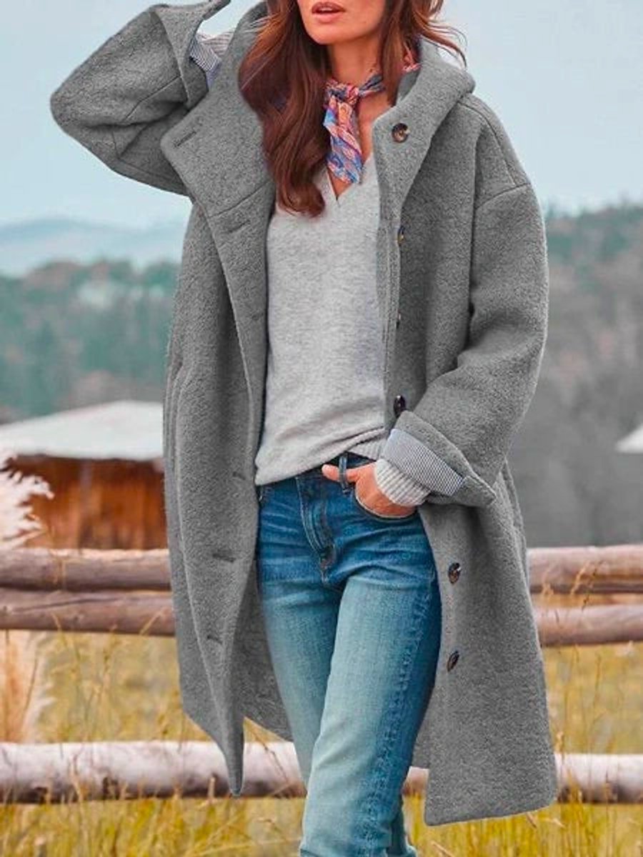 Sidonie | Manteau Long à Capuche Boutonné